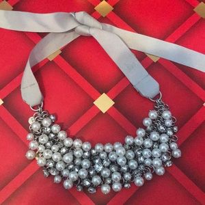 A&F Pearl and Rhinestone Statement Necklace